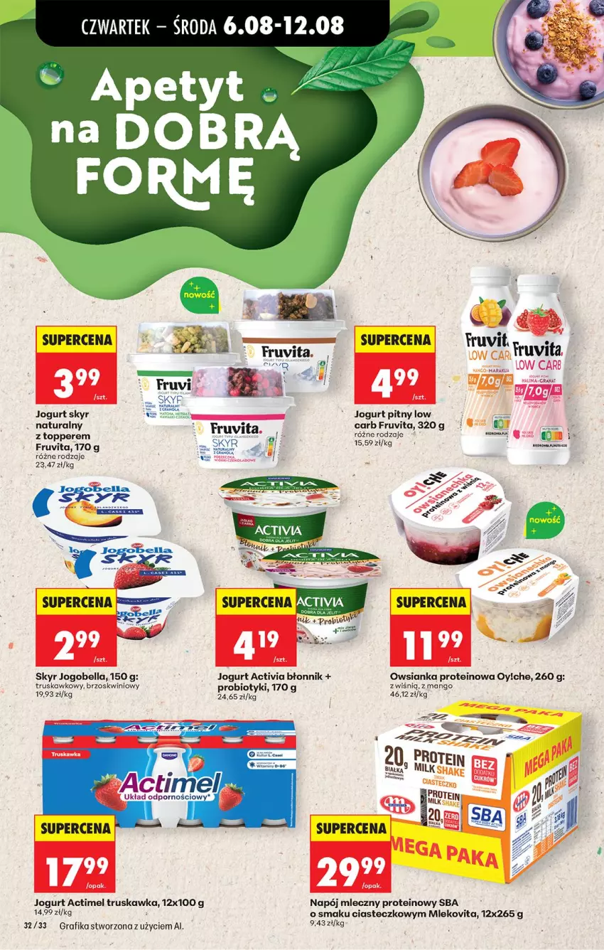 Gazetka promocyjna Biedronka - Od Czwartku - ważna 06.08 do 08.08.2026 - strona 56 - produkty: Actimel, Activia, Bell, Bella, Gra, Grafika, Granat, Jogobella, Jogurt, Jogurt pitny, Mango, Mleko, Mlekovita, Napój, Napój mleczny, Owsianka, Probiotyk, Top