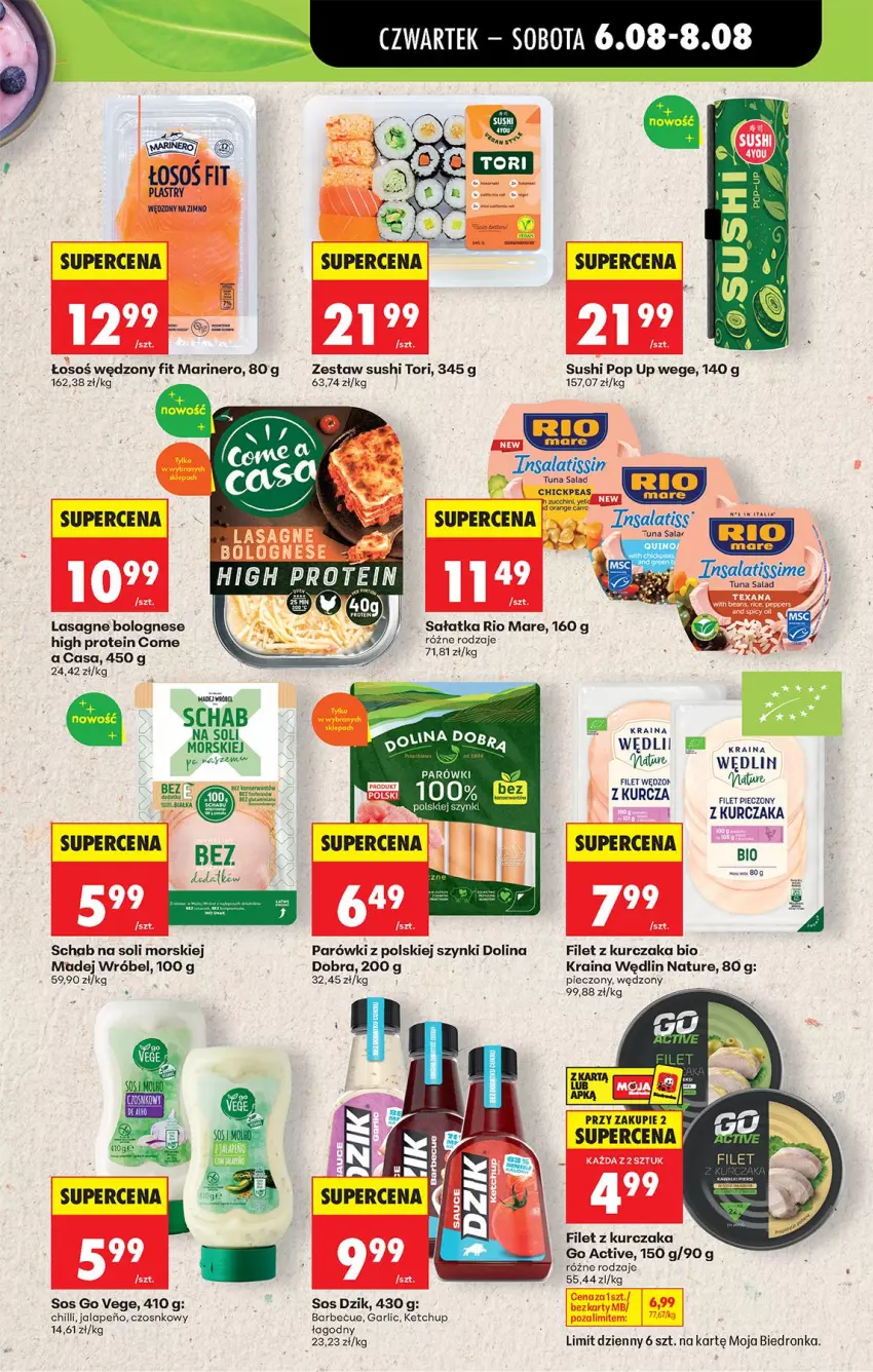 Gazetka promocyjna Biedronka - Od Czwartku - ważna 06.08 do 08.08.2026 - strona 57 - produkty: Gala, Ketchup, Kurczak, Lasagne, Lasagne bolognese, Madej Wróbel, Parówki, Piec, Rio Mare, Sałat, Sałatka, Sos, Sushi