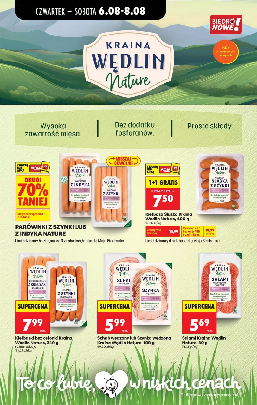Gazetka promocyjna Biedronka - Od Czwartku - ważna 06.08 do 08.08.2026 - strona 61 - produkty: Fa, Gra, Kiełbasa, Kiełbasa śląska, Parówki, Salami, Sok, Szynka