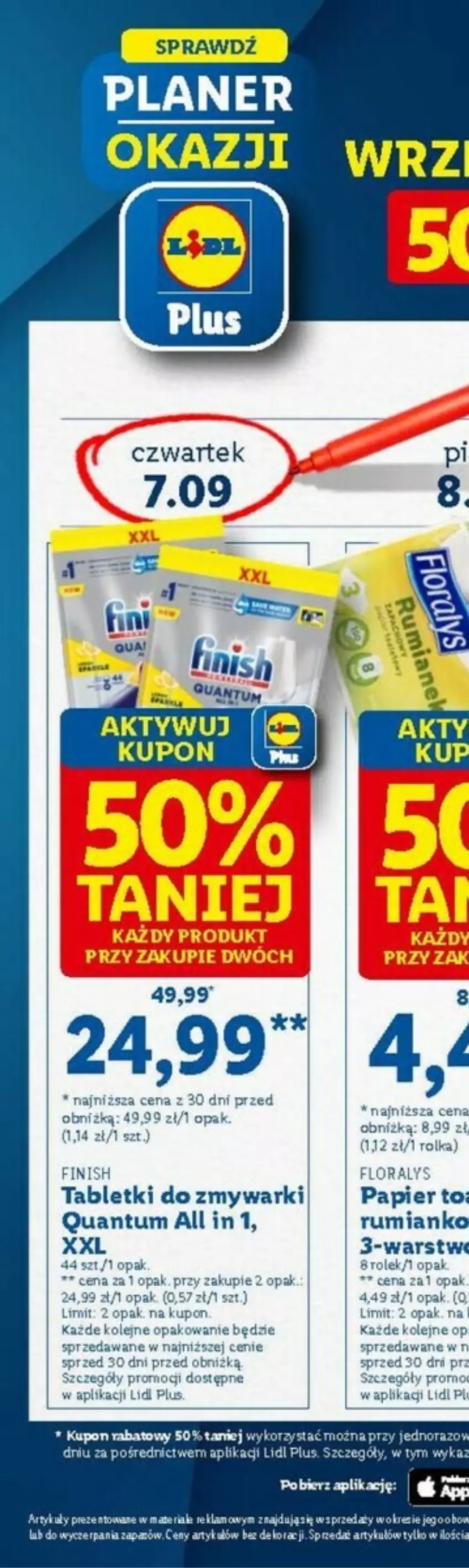 Gazetka promocyjna Lidl - ważna 07.09 do 09.09.2023 - strona 68 - produkty: Finish, Flora, Olej, Papier, Rum, Tablet, Tabletki do zmywarki, Tera, Zmywarki