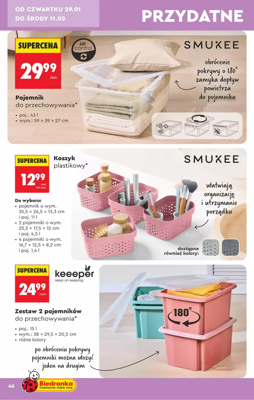 Gazetka promocyjna Biedronka - Okazje Tygodnia - ważna 24.01 do 07.02.2026 - strona 48 - produkty: Kosz, Pojemnik