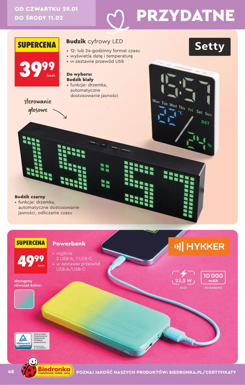 Gazetka promocyjna Biedronka - Okazje Tygodnia - ważna 24.01 do 07.02.2026 - strona 50 - produkty: Budzik, Przewód