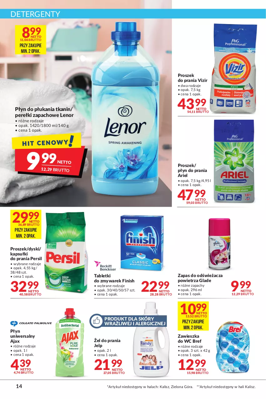 Gazetka promocyjna Makro - [Oferta promocyjna] Artykuły spożywcze i przemysłowe - ważna 08.02 do 21.02.2022 - strona 14 - produkty: Ajax, Ariel, Bref, Finish, Kapsułki do prania, Lenor, Perełki zapachowe, Persil, Płyn do płukania, Płyn do prania, Proszek do prania, Tablet, Vizir, Zawieszka do wc