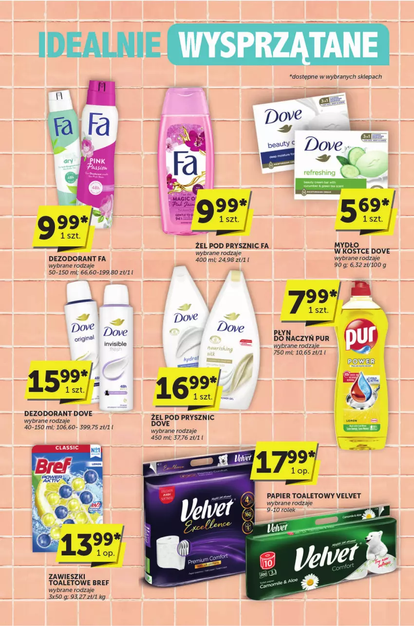 Gazetka promocyjna ABC - ważna 30.04 do 13.05.2025 - strona 31 - produkty: Bref, Dezodorant, Dove, Fa, Gin, Gra, Mydło, Papier, Papier toaletowy, Pur, Velvet, Zawieszki