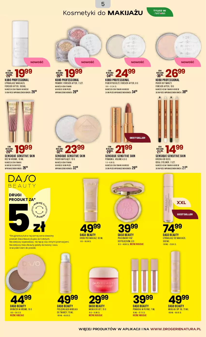 Gazetka promocyjna Drogerie Natura - Gazetka Drogerie Natura - ważna 17.06 do 06.07.2026 - strona 5 - produkty: Bronzer, KOBO, Kredka, Makijaż, Maska, Mgiełka do twarzy, Puder, Puder do twarzy, Róż do policzków