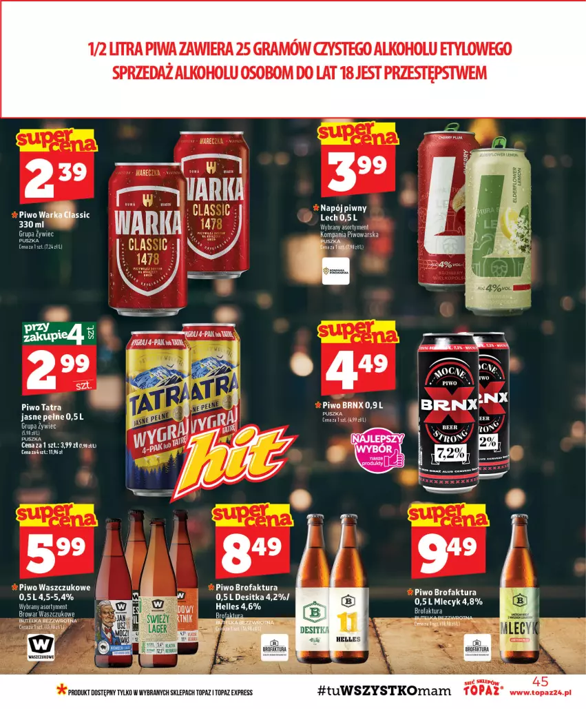 Gazetka promocyjna Topaz - Gazetka - ważna 03.09 do 09.09.2026 - strona 45 - produkty: Fa, Gra, Napój, Piwa, Piwo, Top