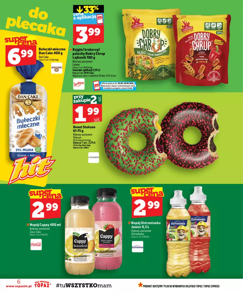 Gazetka promocyjna Topaz - Gazetka - ważna 03.09 do 09.09.2026 - strona 6 - produkty: Cappy, Coca-Cola, K2, Napój, Top