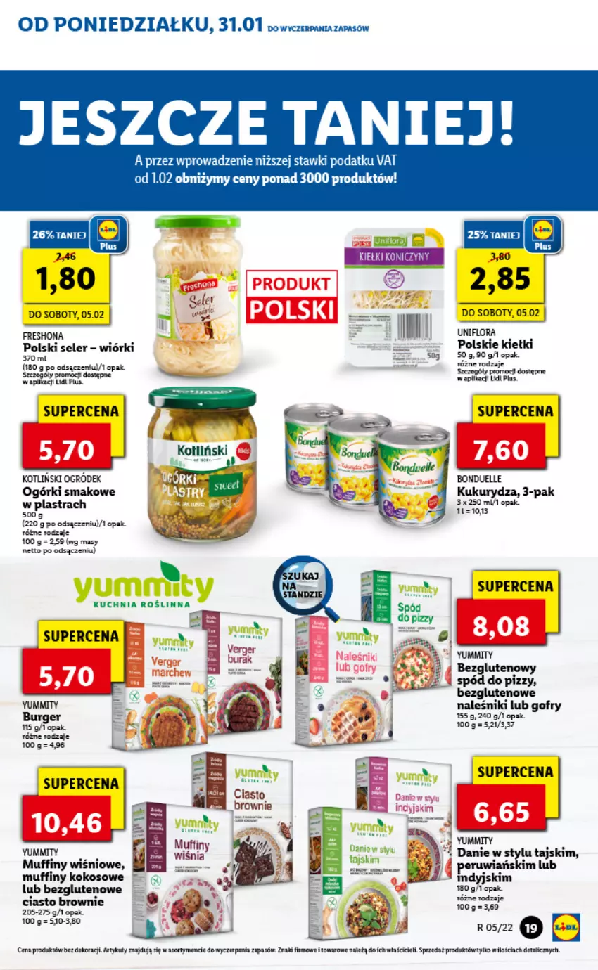 Gazetka promocyjna Lidl - GAZETKA - ważna 31.01 do 02.02.2022 - strona 19 - produkty: Bonduelle, Brownie, Burger, Fa, Gofry, Kiełki, Kokos, Kuchnia, Kukurydza, LG, Muffiny, Naleśniki, Ogród, Spód do pizzy