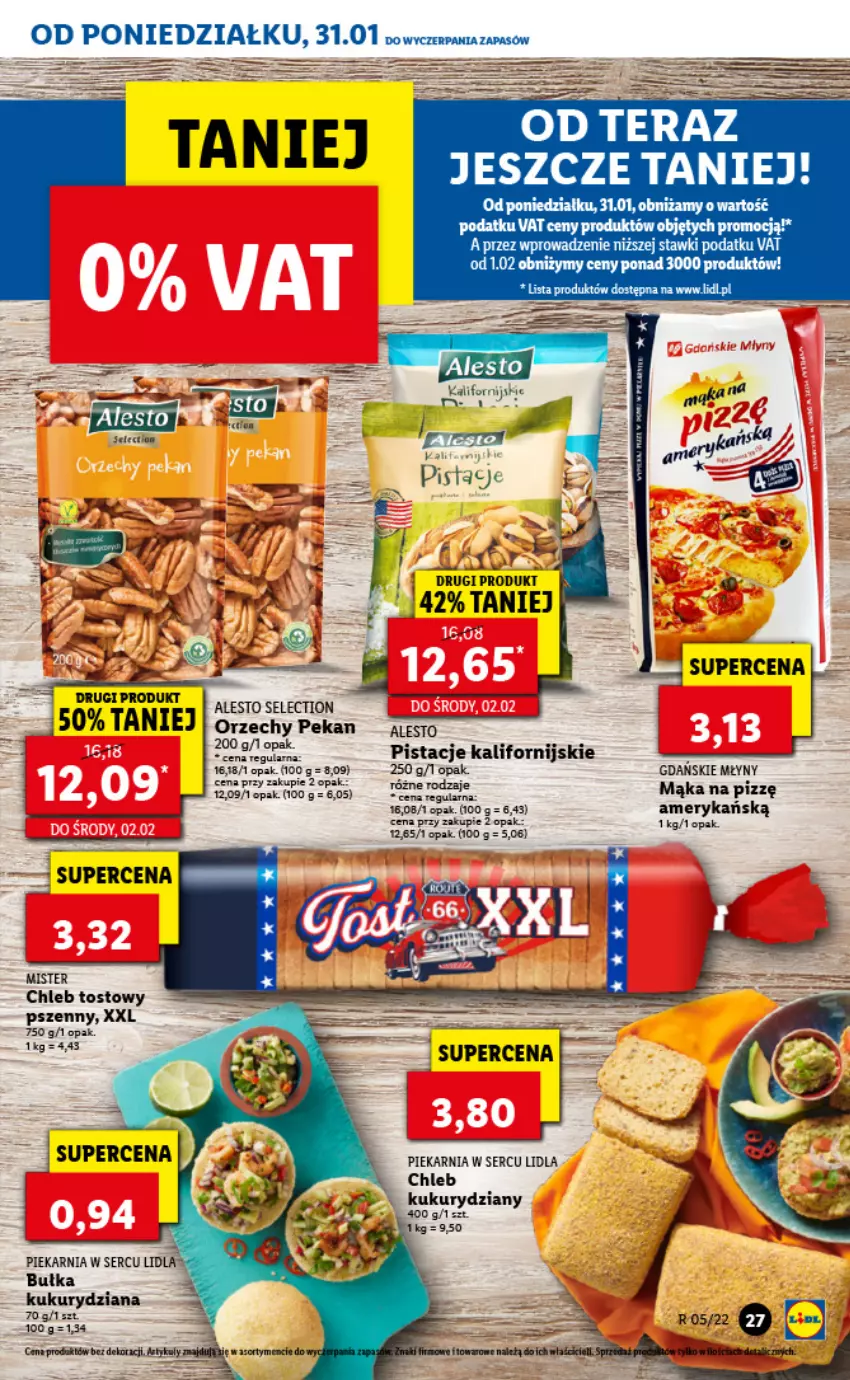 Gazetka promocyjna Lidl - GAZETKA - ważna 31.01 do 02.02.2022 - strona 27 - produkty: Bułka, Chleb, Chleb tostowy, Mąka, Pistacje, Ser, Tera