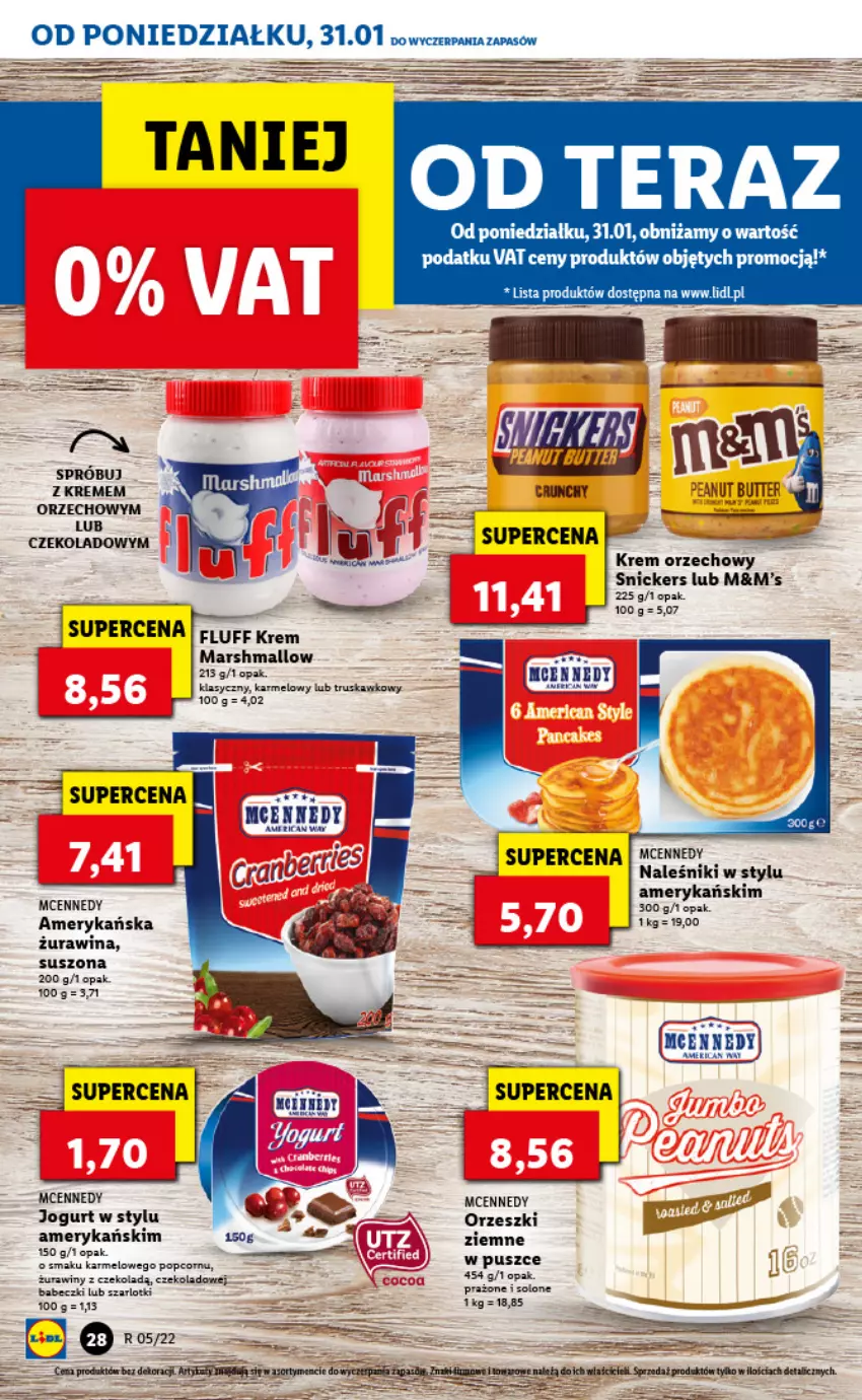 Gazetka promocyjna Lidl - GAZETKA - ważna 31.01 do 02.02.2022 - strona 28 - produkty: Babeczki, Fa, Jogurt, Krem orzechowy, Mars, Naleśniki, Orzeszki, Snickers