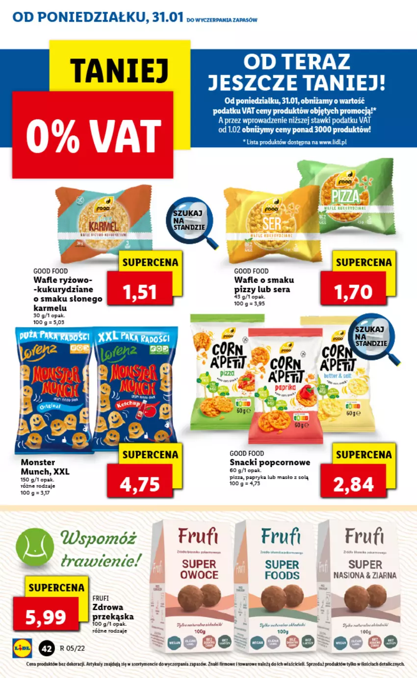 Gazetka promocyjna Lidl - GAZETKA - ważna 31.01 do 02.02.2022 - strona 42 - produkty: Masło, Owoce, Papryka, Pizza, Popcorn, Ryż, Ser, Tera, Wafle