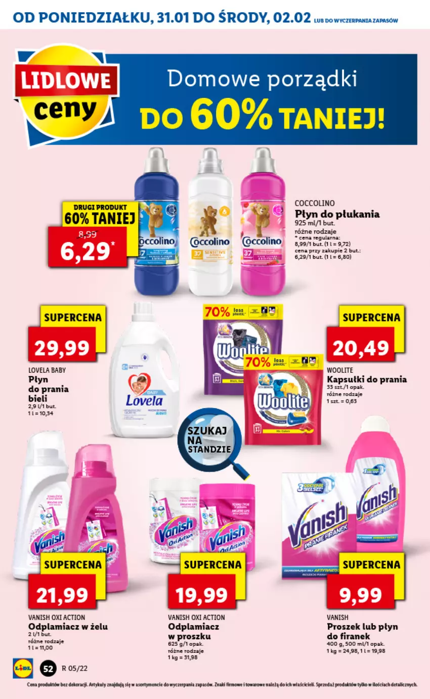 Gazetka promocyjna Lidl - GAZETKA - ważna 31.01 do 02.02.2022 - strona 52 - produkty: AEG, Kapsułki do prania, Odplamiacz, Płyn do płukania, Vanish, Woolite