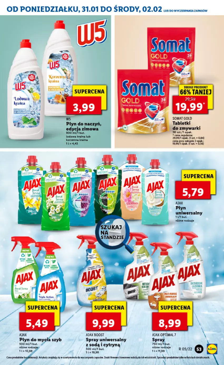 Gazetka promocyjna Lidl - GAZETKA - ważna 31.01 do 02.02.2022 - strona 53 - produkty: Ajax, Optima, Somat, Somat gold, Tablet, Tabletki do zmywarki, Tytan, Zmywarki