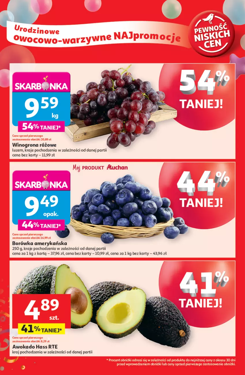 Gazetka promocyjna Auchan - Te URODZINY są NAJ Moje - ważna 15.05 do 21.05.2025 - strona 4 - produkty: Borówka, Borówka amerykańska, Wino, Winogrona