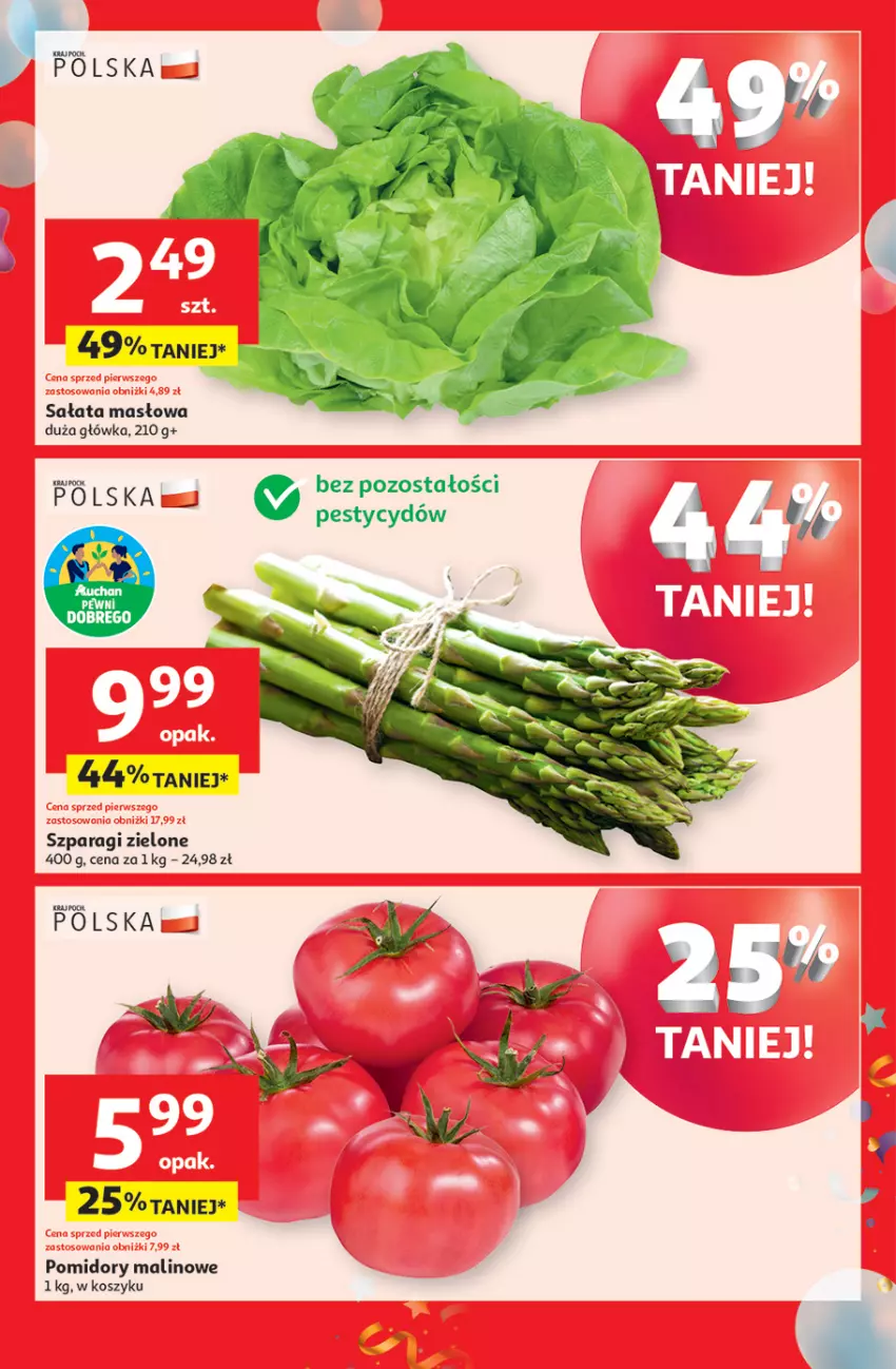 Gazetka promocyjna Auchan - Te URODZINY są NAJ Moje - ważna 15.05 do 21.05.2025 - strona 5 - produkty: Kosz, Masło, Pomidory, Sałat, Sałata masłowa