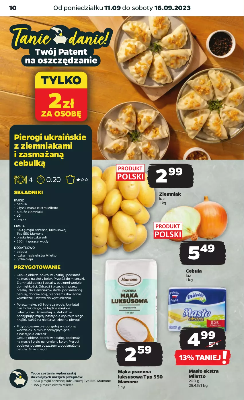 Gazetka promocyjna Netto - Artykuły spożywcze - ważna 11.09 do 16.09.2023 - strona 10 - produkty: Cebula, Fa, Mąka, Mąka pszenna, Masło, Olej, Pieprz, Pierogi, Rum, Sól, Ziemniaki