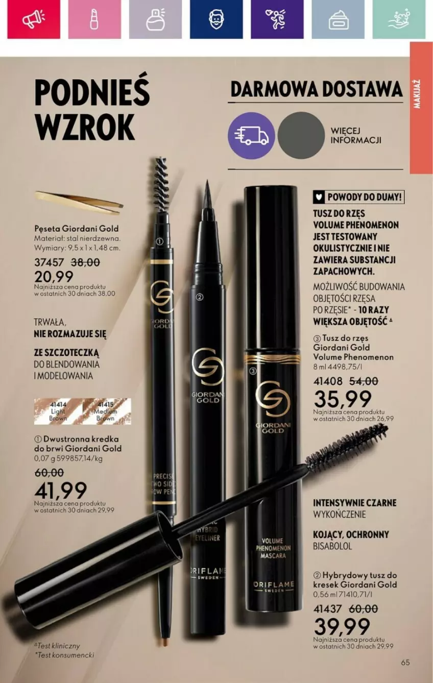 Gazetka promocyjna Oriflame - ważna 05.03 do 25.03.2024 - strona 131 - produkty: Giordani Gold, Pęseta, Por, Tusz