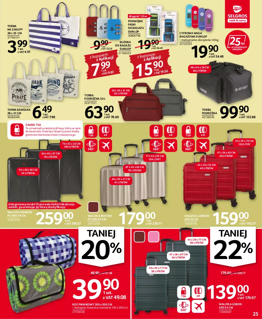 Gazetka promocyjna Selgros - Oferta przemysłowa - ważna 28.07 do 10.08.2022 - strona 25 - produkty: Gra, Kłódka, Koc, O Bag, Torba, Torba na zakupy, Waga, Walizka, Wełna