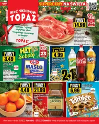 Gazetka promocyjna Topaz - Gazetka - Gazetka - ważna od 27.12 do 27.12.2023 - strona 1 - produkty: Kawa rozpuszczalna, Top, Karkówka wieprzowa, Kawa, Fanta, Jacobs, Waga, Sprite, Masło, Fa