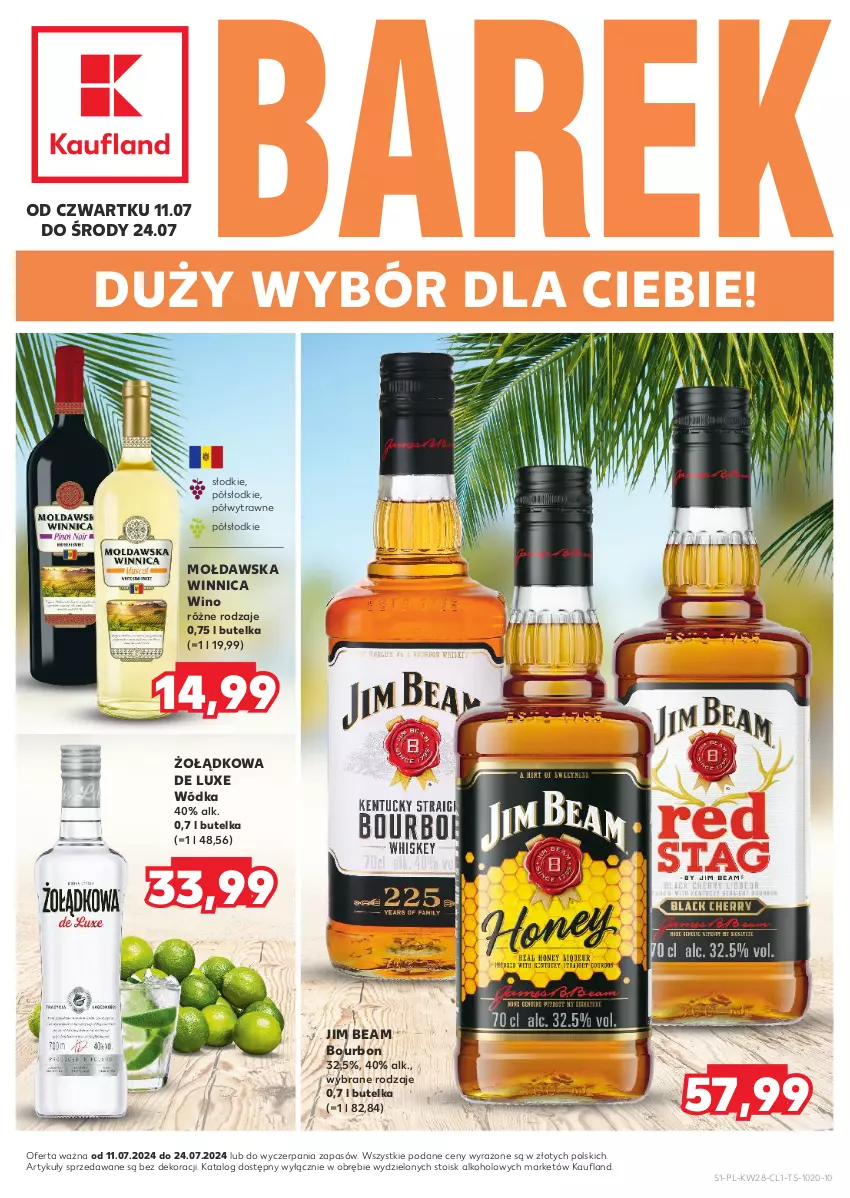 Gazetka promocyjna Kaufland - Barek Kauflandu - ważna 11.07 do 24.07.2024 - strona 1 - produkty: Bourbon, Jim Beam, Wino, Wódka