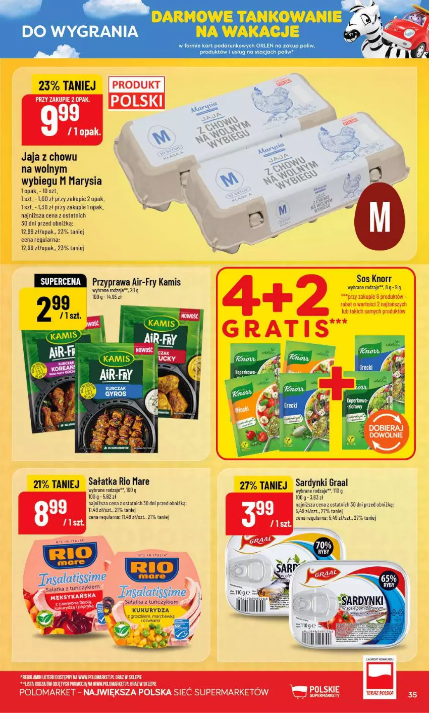 Gazetka promocyjna PoloMarket - Gazetka POLOmarket - ważna 15.07 do 21.07.2026 - strona 35 - produkty: Gala, Gra, Graal, Jaja, Kamis, Knorr, Rio Mare, Sałat, Sałatka, Sardynki, Tuńczyk
