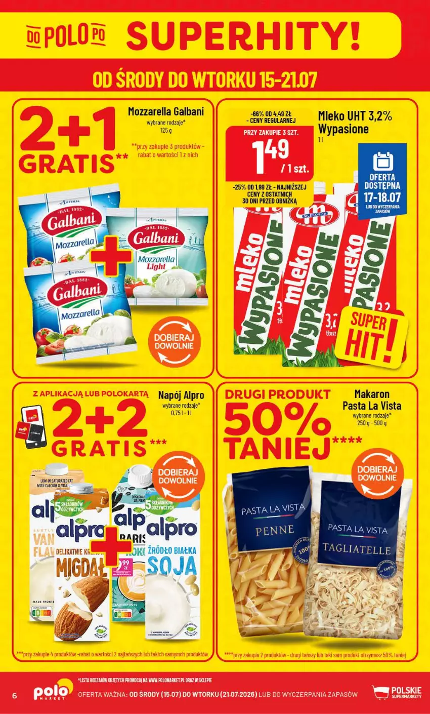 Gazetka promocyjna PoloMarket - Gazetka POLOmarket - ważna 15.07 do 21.07.2026 - strona 6 - produkty: Alpro, Galbani, Makaron, Mleko, Mozzarella, Napój