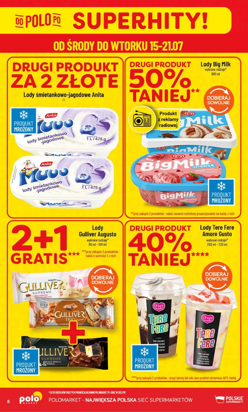 Gazetka promocyjna PoloMarket - Gazetka POLOmarket - ważna 15.07 do 21.07.2026 - strona 8 - produkty: Big Milk, Fa, LG, Lody