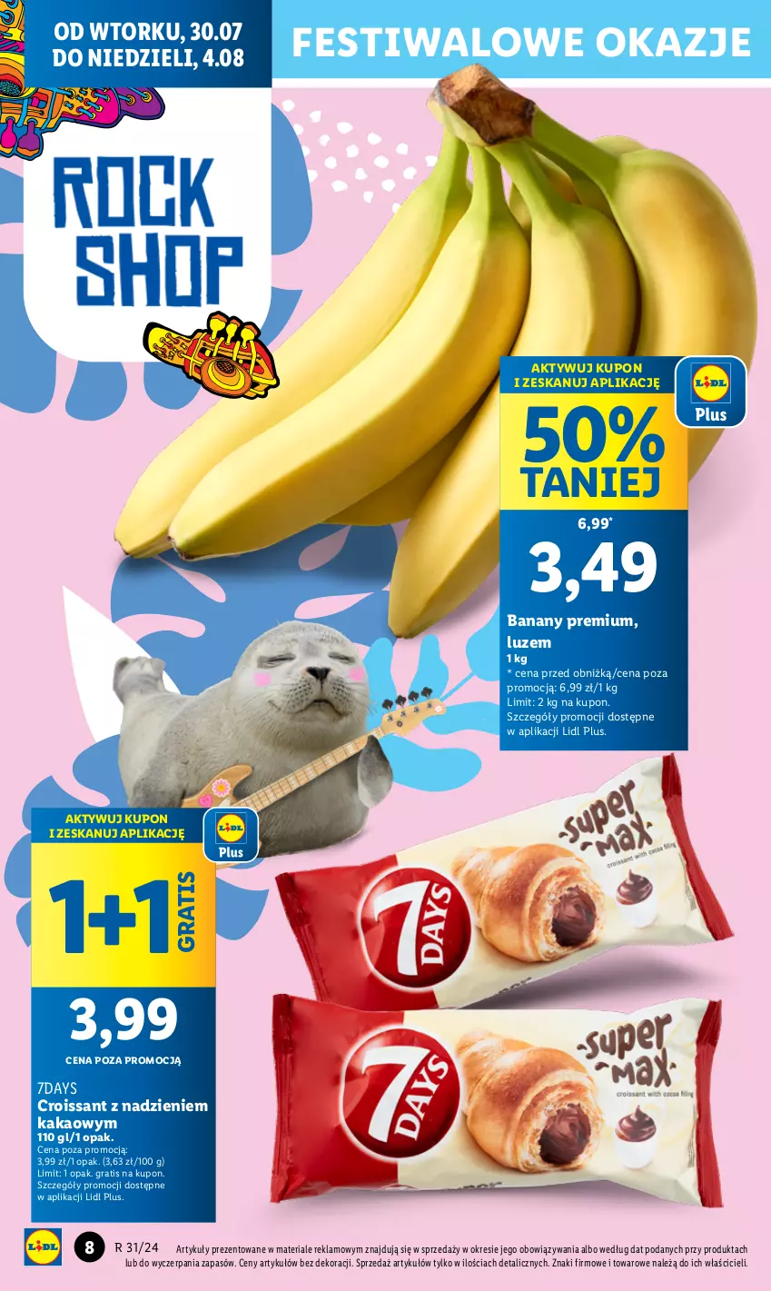 Gazetka promocyjna Lidl - GAZETKA - ważna 30.07 do 04.08.2024 - strona 8 - produkty: Banany, Croissant, Gra, Kakao