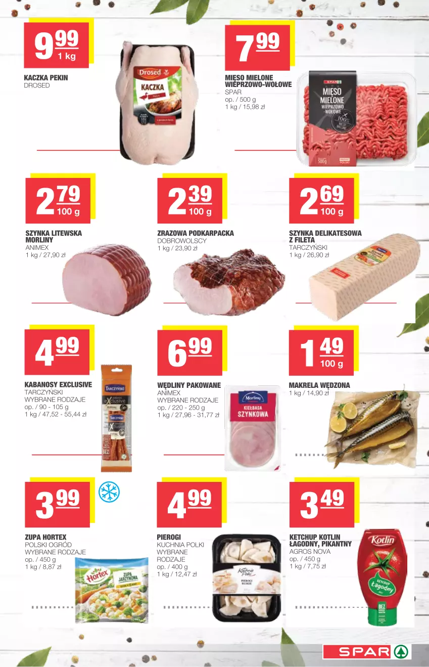 Gazetka promocyjna Spar - Eurospar - ważna 17.03 do 23.03.2021 - strona 3 - produkty: Hortex, Kabanos, Kaczka, Karp, Ketchup, Kotlin, Kuchnia, Mięso, Mięso mielone, Morliny, Ogród, Pierogi, Szynka, Szynka delikatesowa, Tarczyński, Zupa