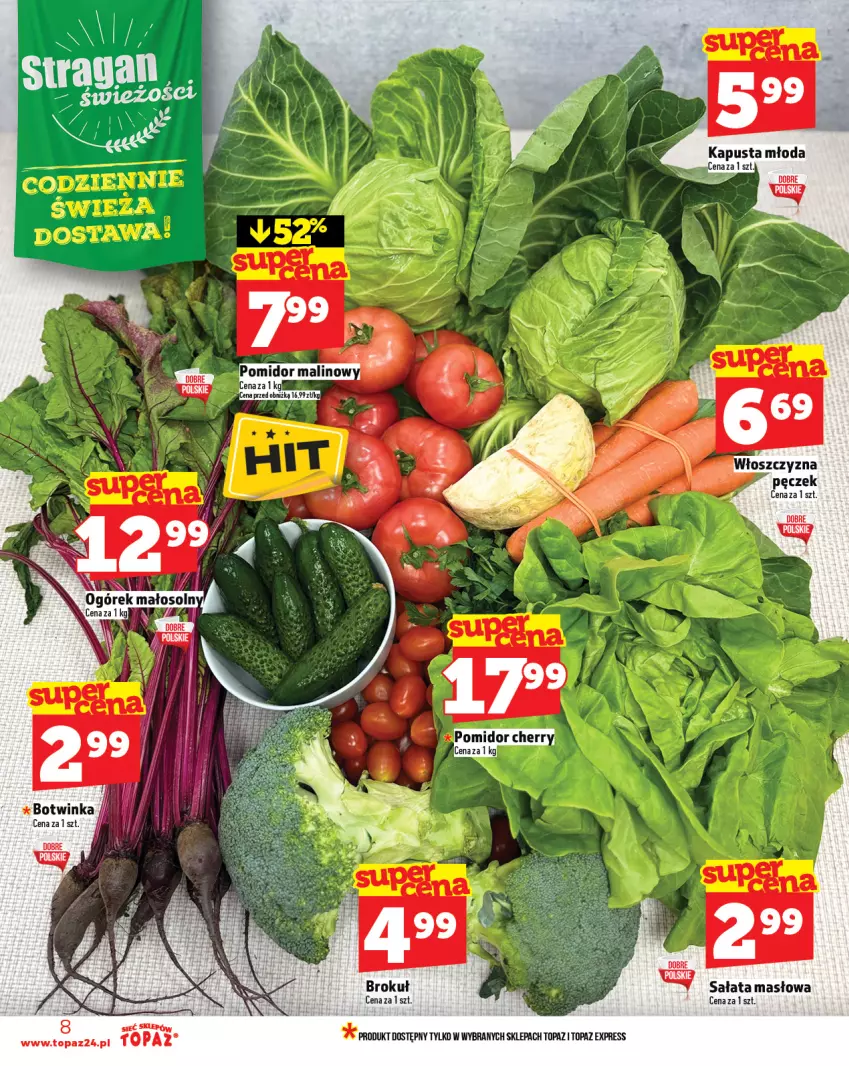 Gazetka promocyjna Topaz - Gazetka - ważna 08.05 do 14.05.2025 - strona 8 - produkty: Inka, Masło, Pomidor malinowy, Sałat, Sałata masłowa, Top
