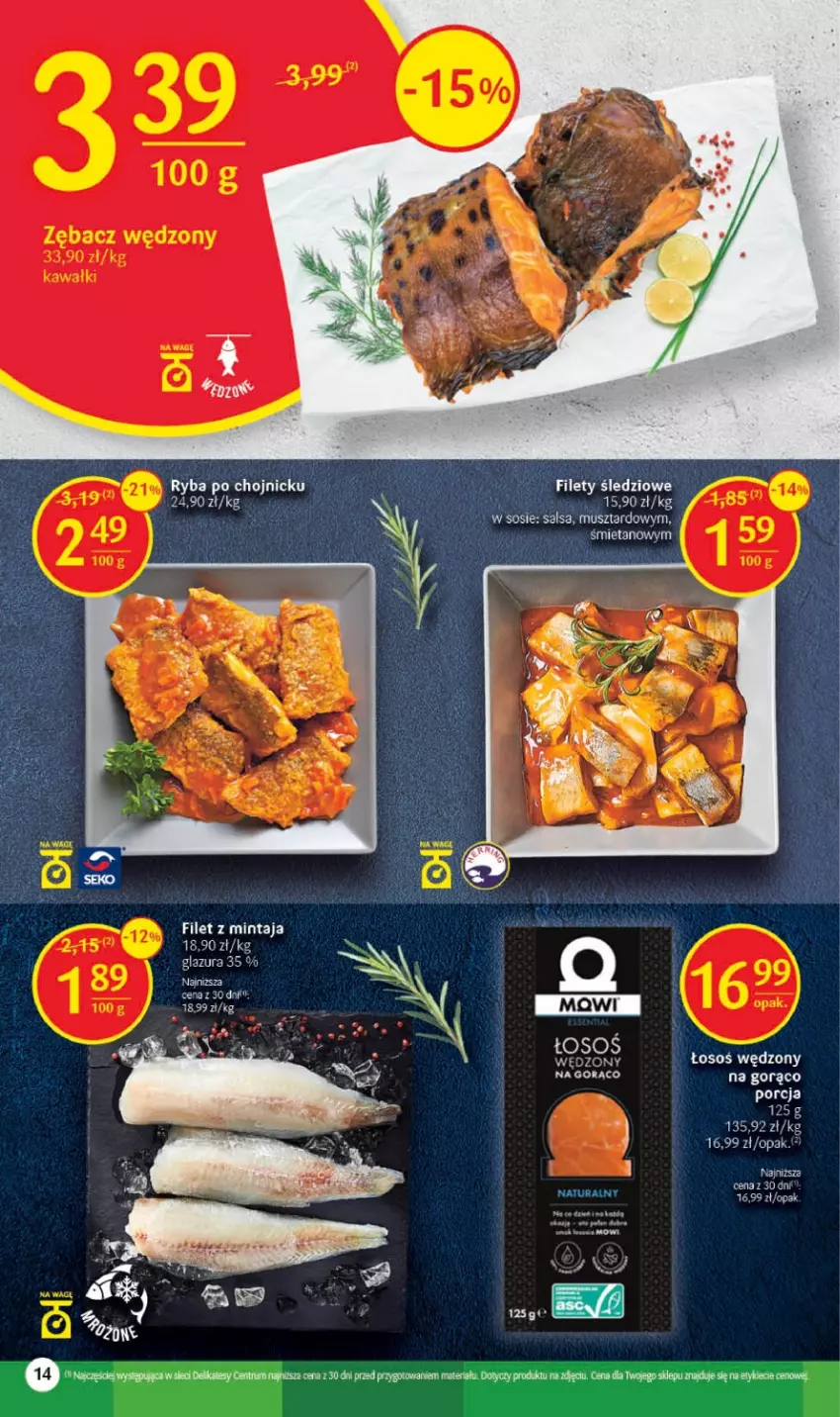 Gazetka promocyjna Delikatesy Centrum - Gazetka DC30 - ważna 03.08 do 09.08.2023 - strona 14 - produkty: Filet z mintaja, Glazura, Lazur, Mintaj, Mus, Por, Rum