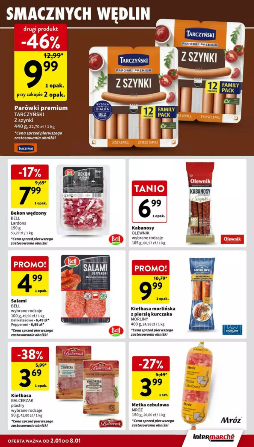 Gazetka promocyjna Intermarche - ważna 02.01 do 08.01.2025 - strona 11 - produkty: Beko, Bell, Gra, Kabanos, Kiełbasa, Kurczak, Morliny, Olewnik, Parówki, Salami