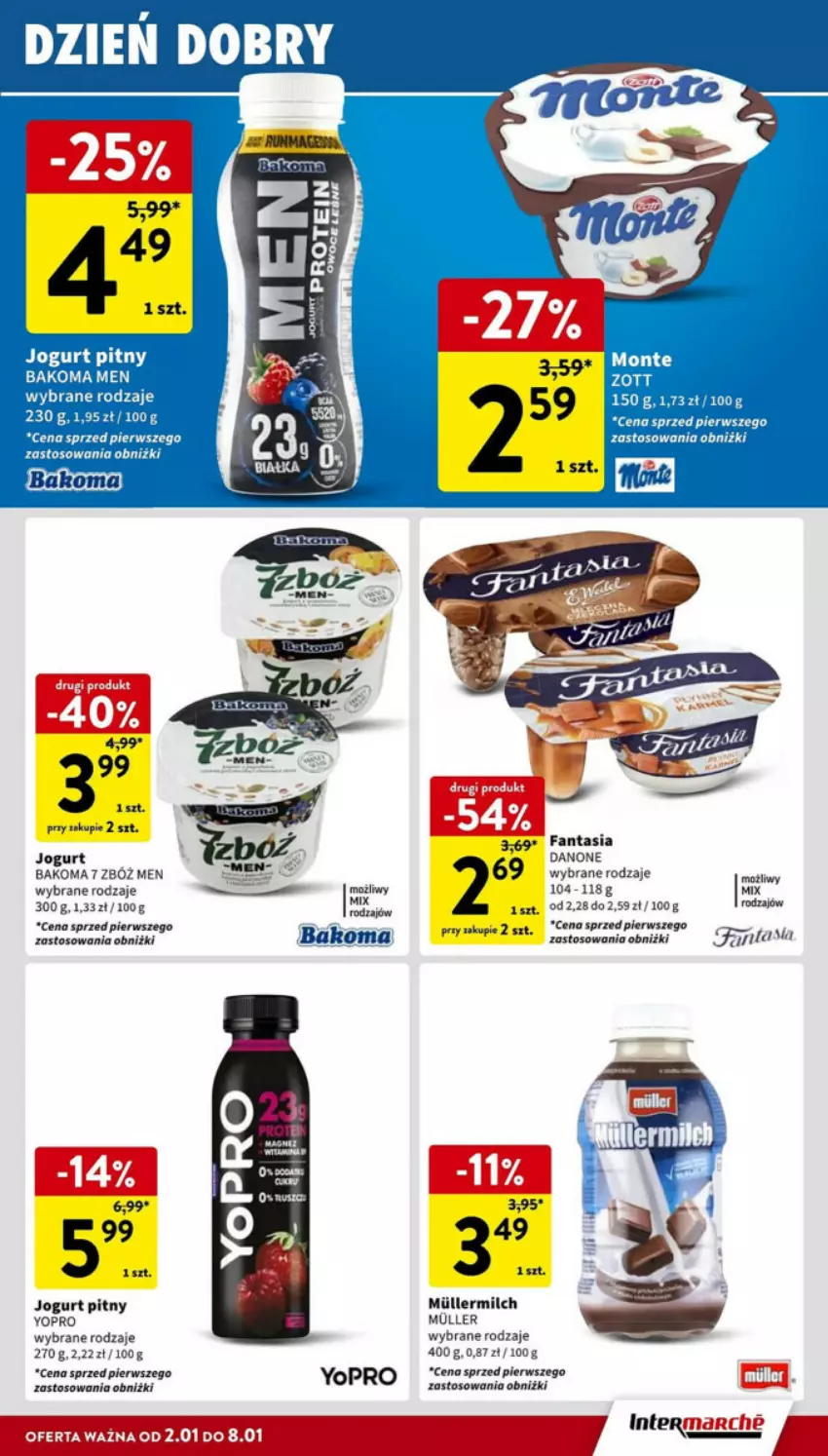 Gazetka promocyjna Intermarche - ważna 02.01 do 08.01.2025 - strona 16 - produkty: Bakoma, Danone, Fa, Fanta, Gra, Jogurt, Jogurt pitny