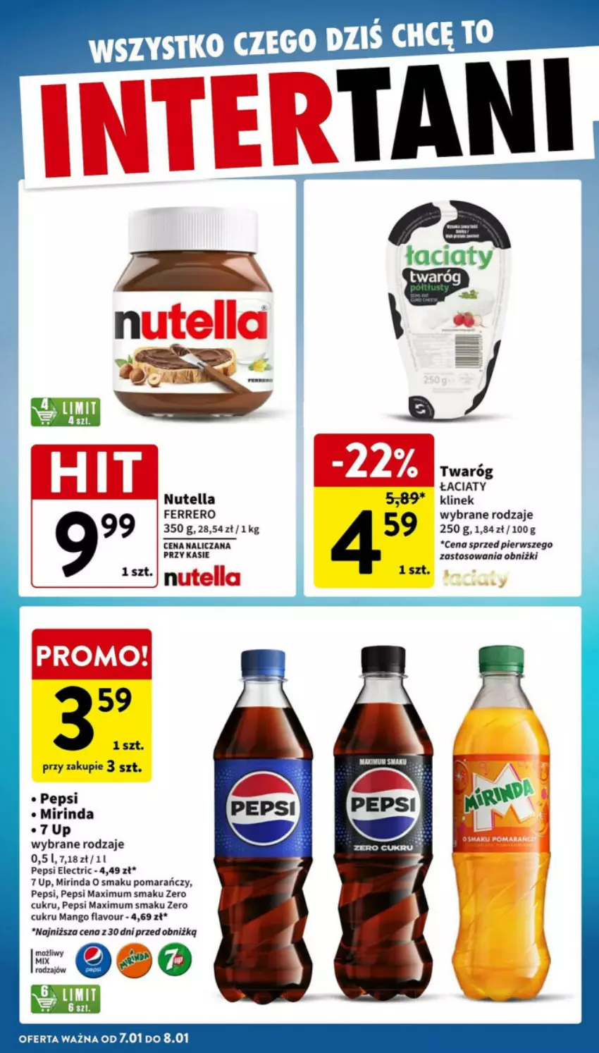 Gazetka promocyjna Intermarche - ważna 02.01 do 08.01.2025 - strona 32 - produkty: Ferrero, Mango, Mirinda, Nutella, Pepsi, Pepsi max, Twaróg