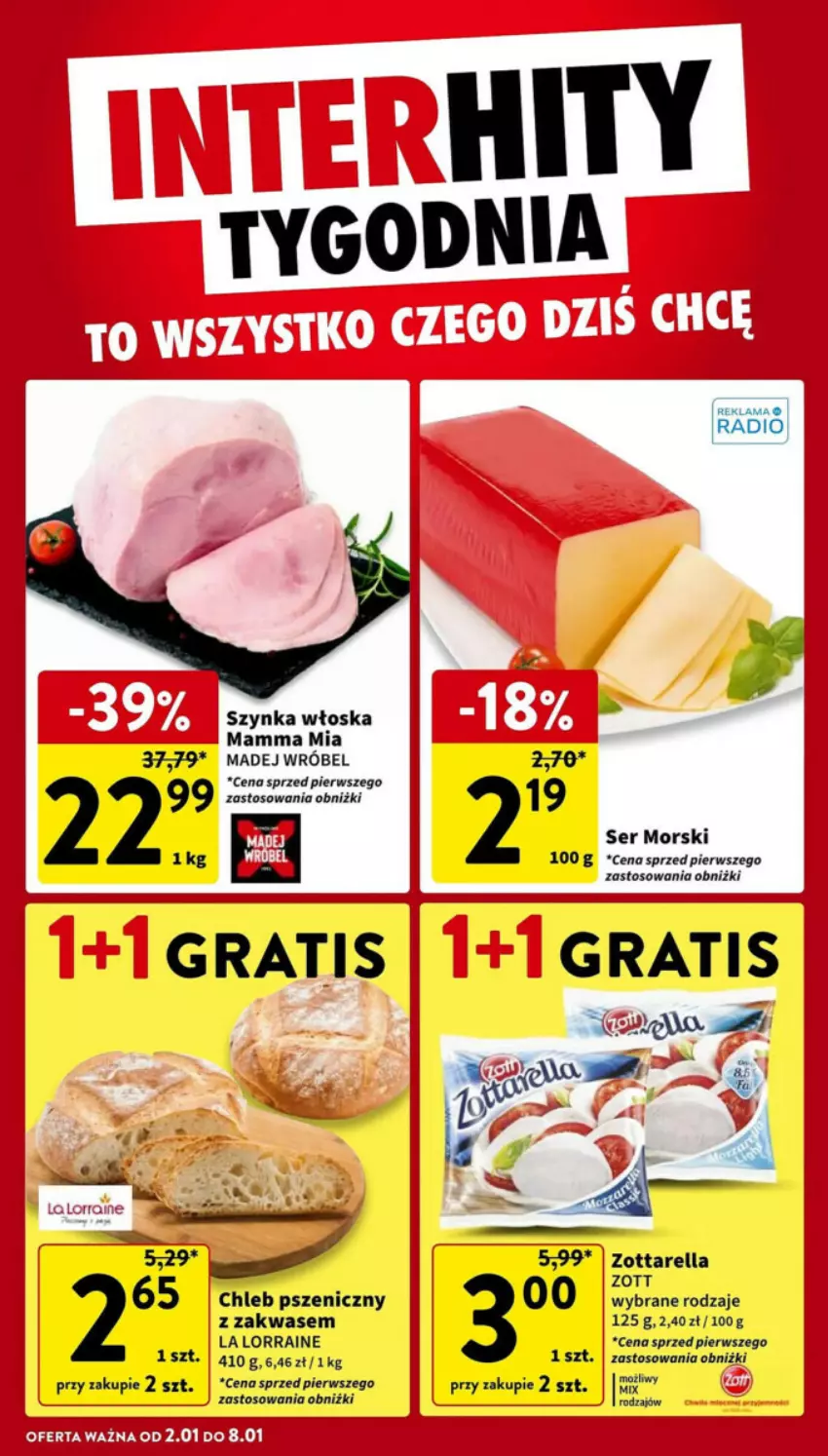 Gazetka promocyjna Intermarche - ważna 02.01 do 08.01.2025 - strona 39 - produkty: Chleb, Gra, Madej Wróbel, Ser, Szynka, Zott, Zottarella