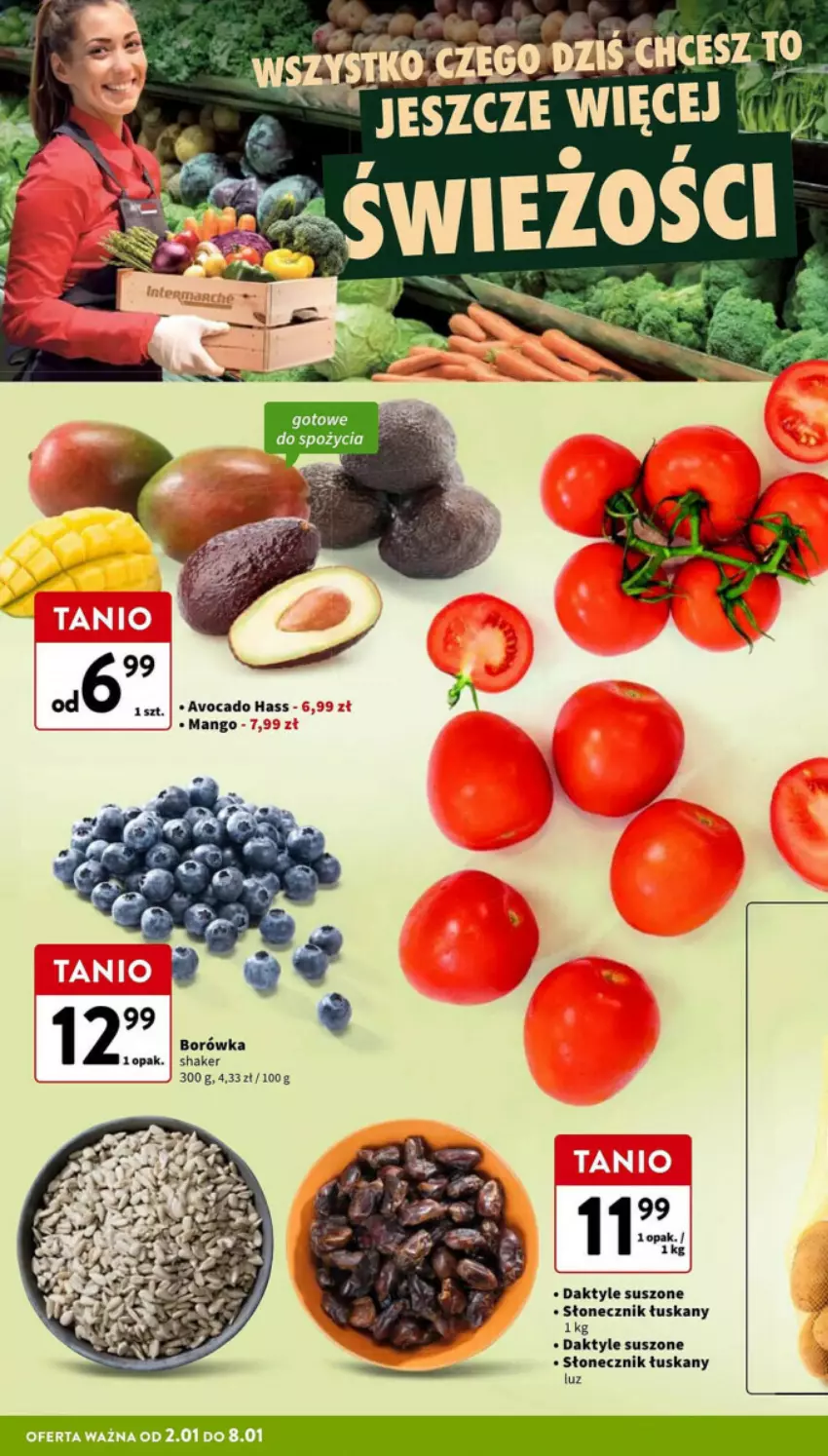 Gazetka promocyjna Intermarche - ważna 02.01 do 08.01.2025 - strona 4 - produkty: Avocado, Borówka, Daktyle, Mango