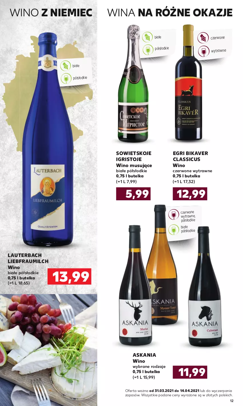 Gazetka promocyjna Kaufland - Barek - ważna 31.03 do 14.04.2021 - strona 12 - produkty: Mus, Sowietskoje Igristoje, Wino, Wino białe, Wino czerwone, Wino musujące