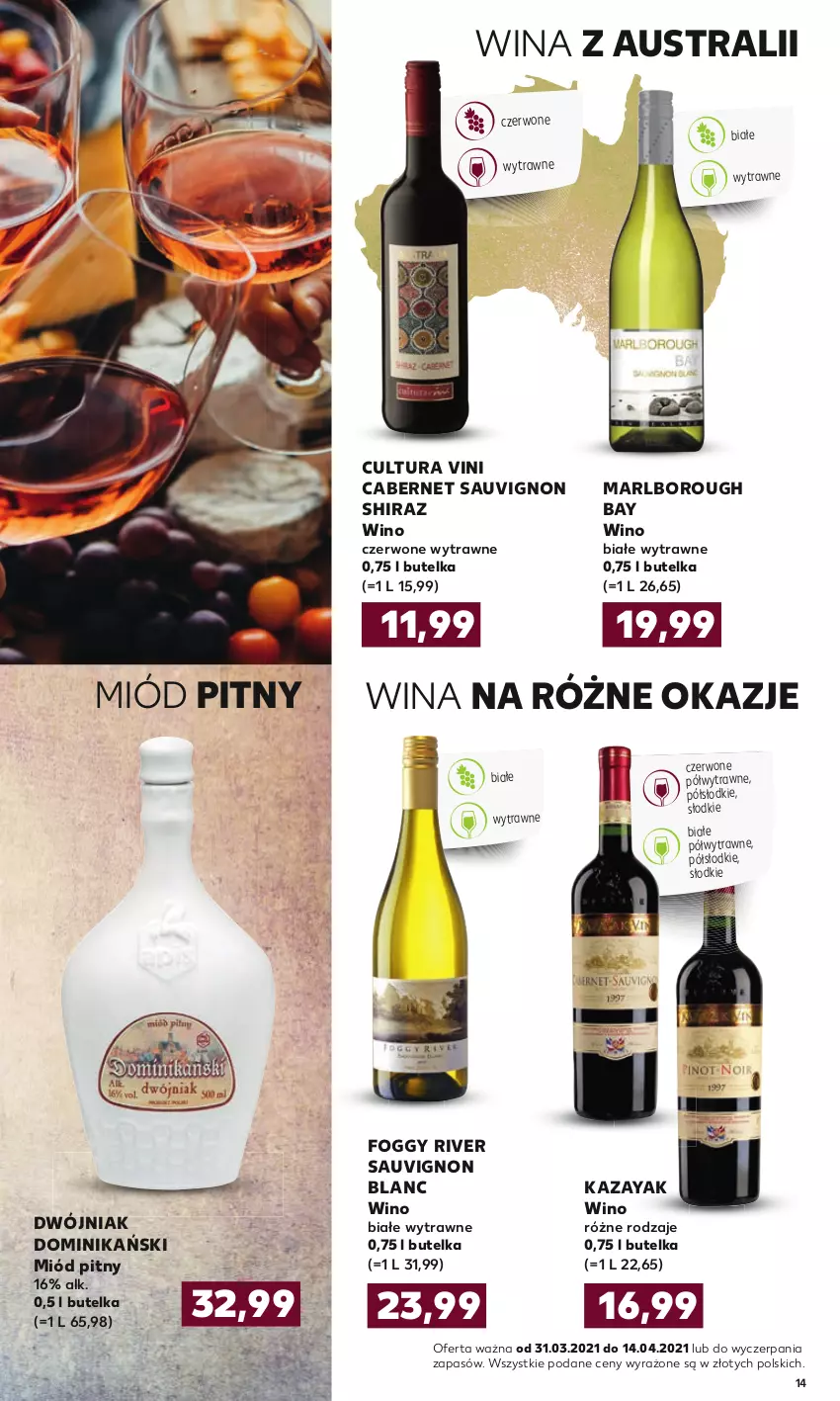 Gazetka promocyjna Kaufland - Barek - ważna 31.03 do 14.04.2021 - strona 14 - produkty: Cabernet Sauvignon, Miód, Miód pitny, Sauvignon Blanc, Shiraz, Wino, Wino białe, Wino czerwone