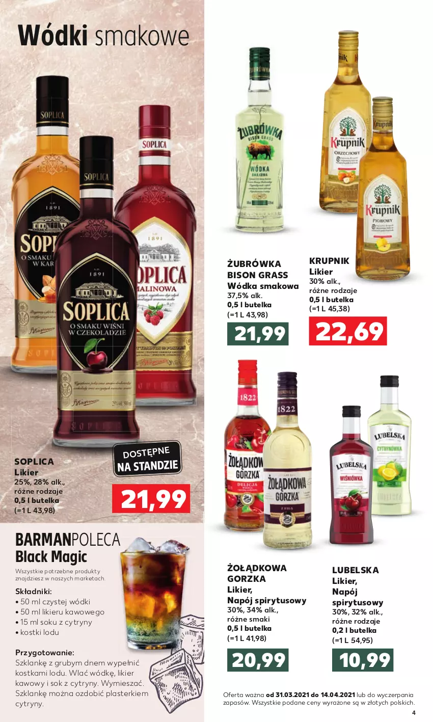 Gazetka promocyjna Kaufland - Barek - ważna 31.03 do 14.04.2021 - strona 4 - produkty: Cytryny, Gra, Krupnik, Lack, Likier, Napój, Plasterki, Sok, Soplica, Wódka