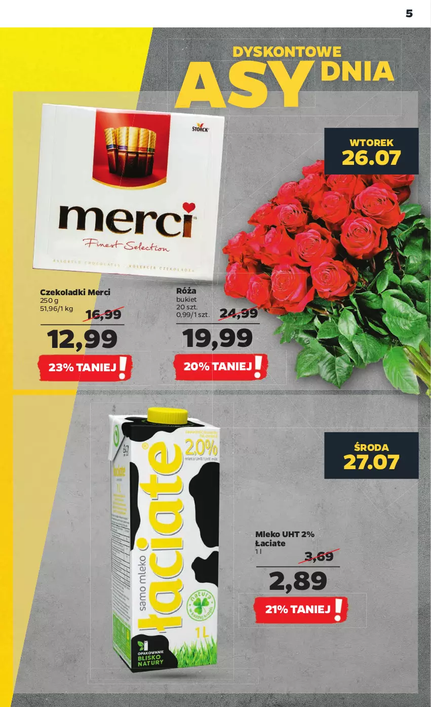 Gazetka promocyjna Netto - Artykuły spożywcze - ważna 25.07 do 30.07.2022 - strona 5 - produkty: Bukiet, Merci, Mleko, Róża