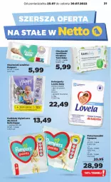 Gazetka promocyjna Netto - Artykuły spożywcze - Gazetka - ważna od 30.07 do 30.07.2022 - strona 21 - produkty: Płyn do prania, Pampers, Bell, Lovela, Majtki, Proszek do prania, Chusteczki, Dzieci, Bella, Pieluchomajtki, Podkład