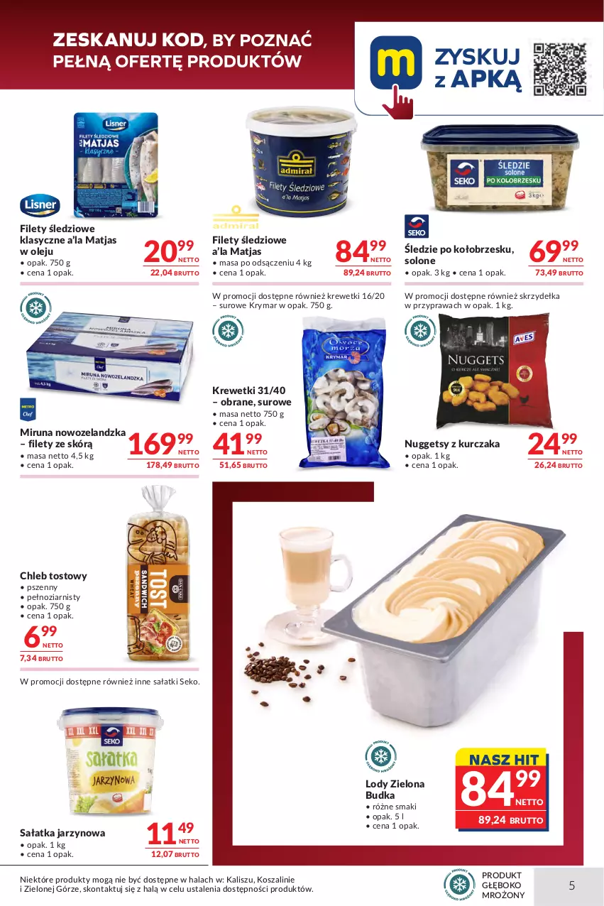 Gazetka promocyjna Makro - Oferta dla gastronomii - ważna 01.09 do 14.09.2026 - strona 5 - produkty: Chleb, Chleb tostowy, Kosz, Krewetki, Kurczak, Lody, Matjas, Miruna, O nas, Olej, Sałat, Sałatka, SEKO, Szal, Zielona Budka