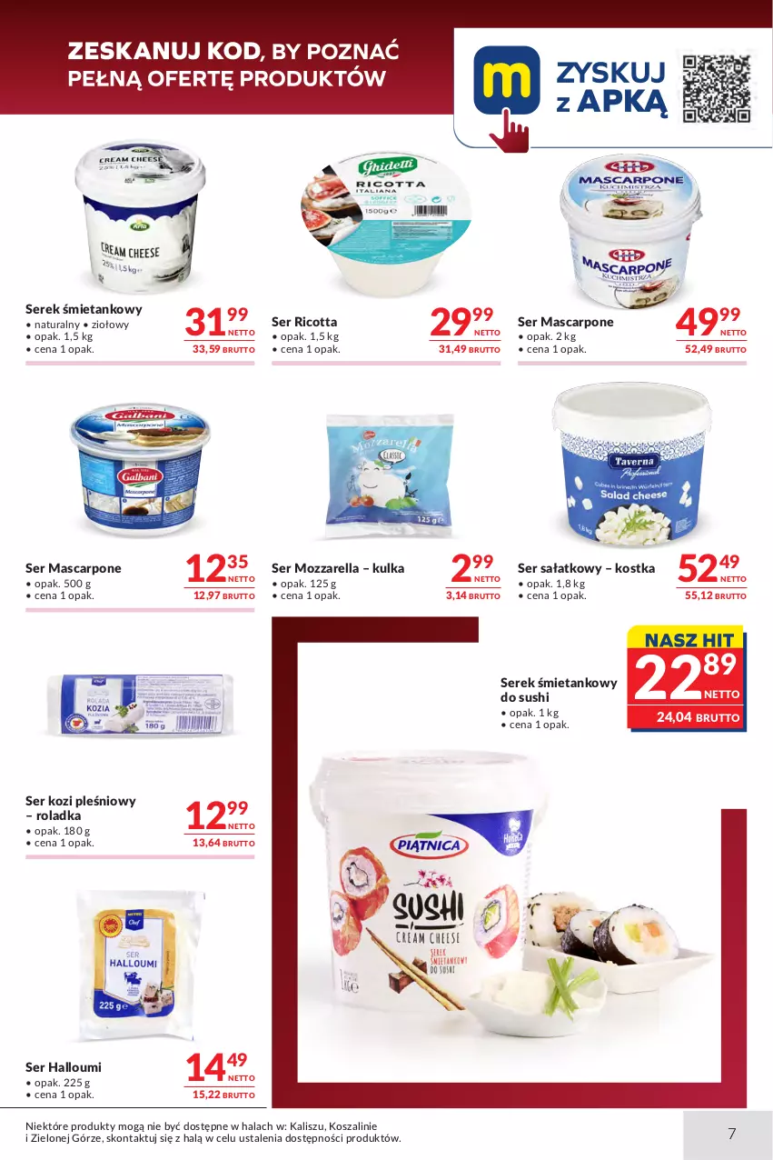 Gazetka promocyjna Makro - Oferta dla gastronomii - ważna 01.09 do 14.09.2026 - strona 7 - produkty: Kosz, Mascarpone, Mozzarella, Ricotta, Sałat, Ser, Ser kozi, Serek, Sushi, Szal