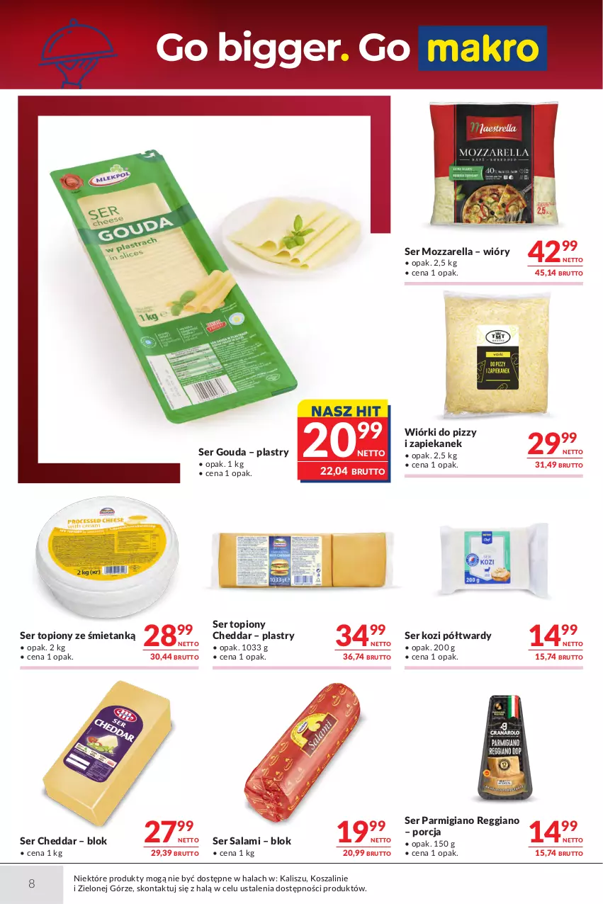 Gazetka promocyjna Makro - Oferta dla gastronomii - ważna 01.09 do 14.09.2026 - strona 8 - produkty: Cheddar, Gouda, Kosz, Mozzarella, Por, Salami, Ser, Ser kozi, Ser salami, Ser topiony, Szal, Top