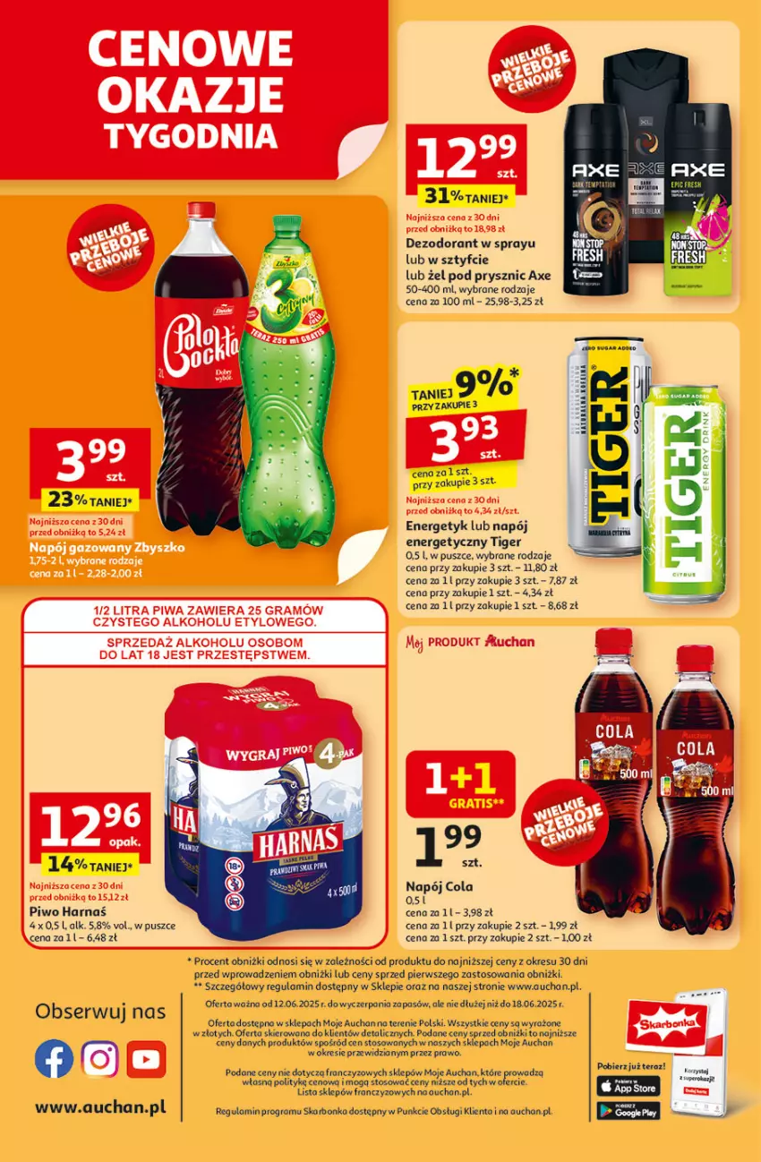 Gazetka promocyjna Auchan - TAK SMAKUJE LATO Moje - ważna 12.06 do 18.06.2025 - strona 10 - produkty: Dezodorant, Gra, Harnaś, Napój, Napój energetyczny, Piwo, Ser, Tera, Tiger, Top