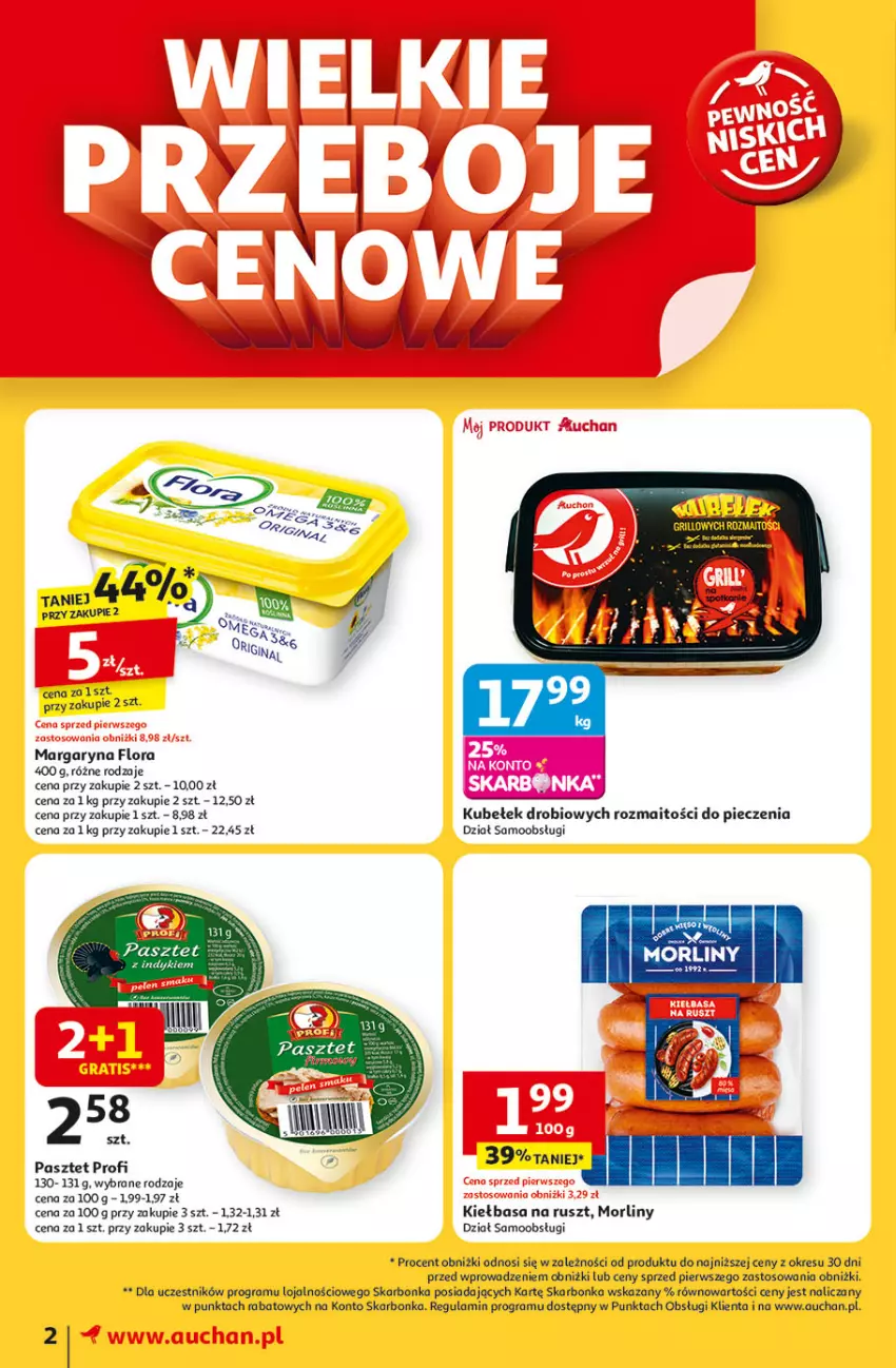 Gazetka promocyjna Auchan - TAK SMAKUJE LATO Moje - ważna 12.06 do 18.06.2025 - strona 2 - produkty: Flora, Gra, Kiełbasa, Margaryna, Morliny, Piec
