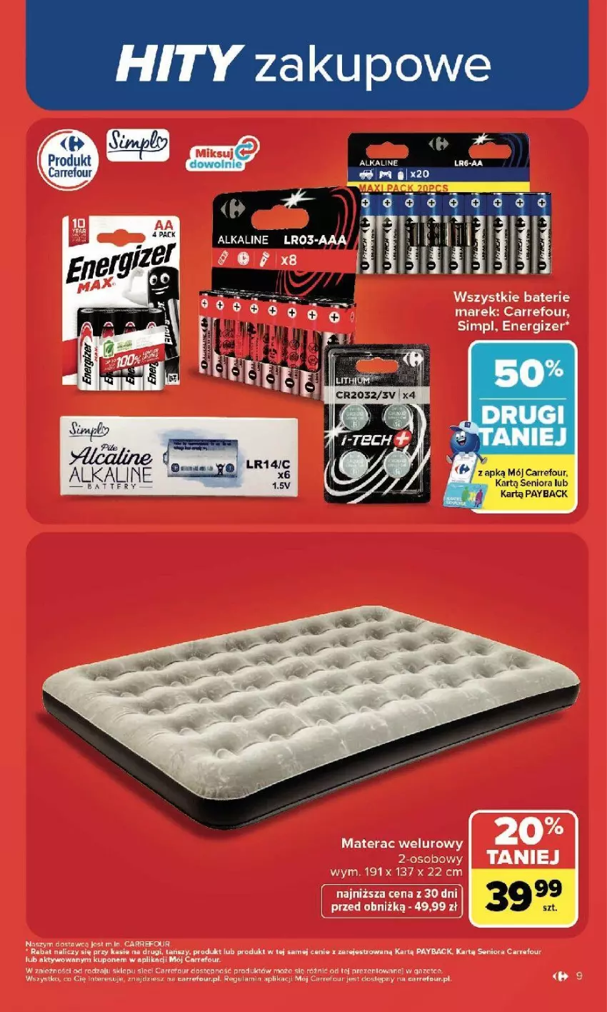 Gazetka promocyjna Carrefour - Gazetka Carrefour, Market w SUMIE najlepszy, od poniedziałku - ważna 13.07 do 18.07.2026 - strona 11 - produkty: Energizer, Materac, Tera