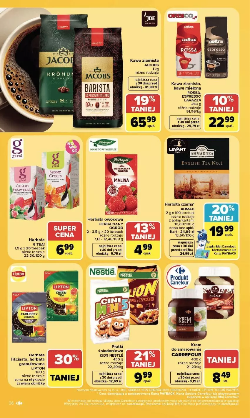 Gazetka promocyjna Carrefour - Gazetka Carrefour, Market w SUMIE najlepszy, od poniedziałku - ważna 13.07 do 18.07.2026 - strona 38 - produkty: Danio, Fa, Gra, Herbata, Herbata czarna, Herbata owocowa, Jacobs, Kawa, Kawa mielona, Kawa ziarnista, Ogród, Rum