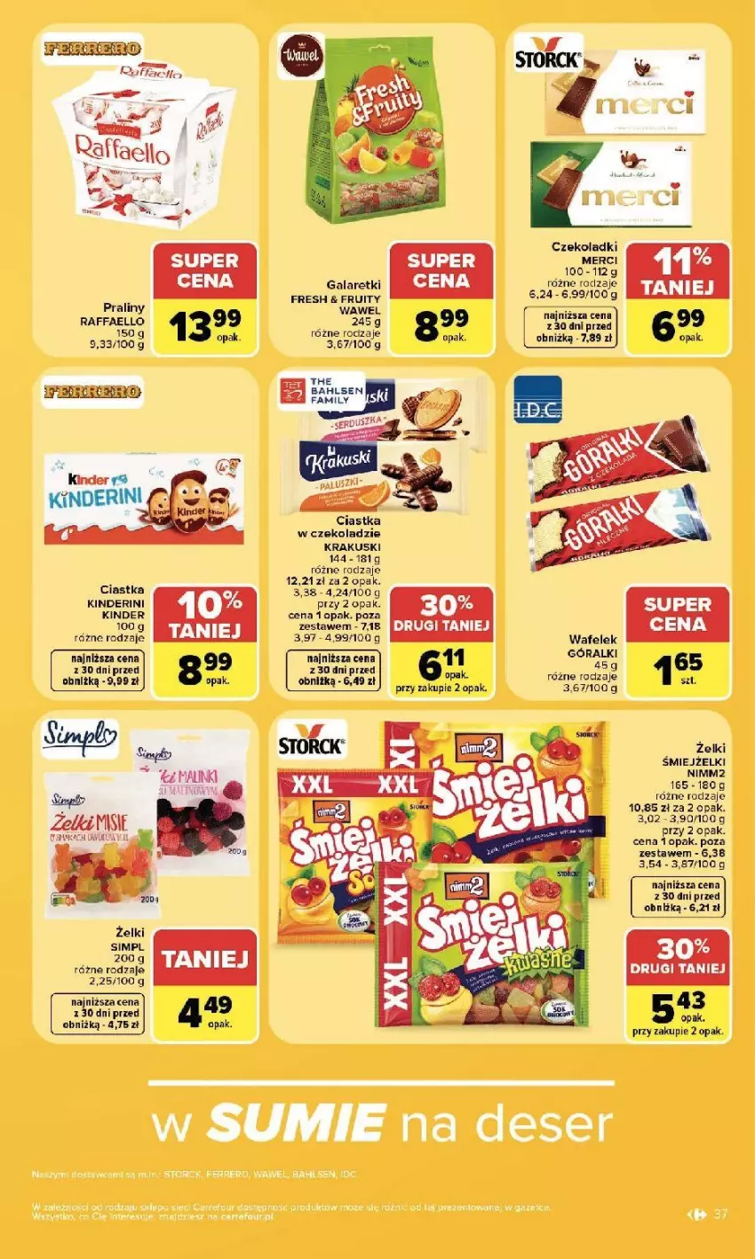 Gazetka promocyjna Carrefour - Gazetka Carrefour, Market w SUMIE najlepszy, od poniedziałku - ważna 13.07 do 18.07.2026 - strona 39 - produkty: Ciastka, Fa, Gala, Galaretki, Kinder, Krakus, Krakuski, Nimm2, Praliny, Raffaello, Wafelek, Wawel