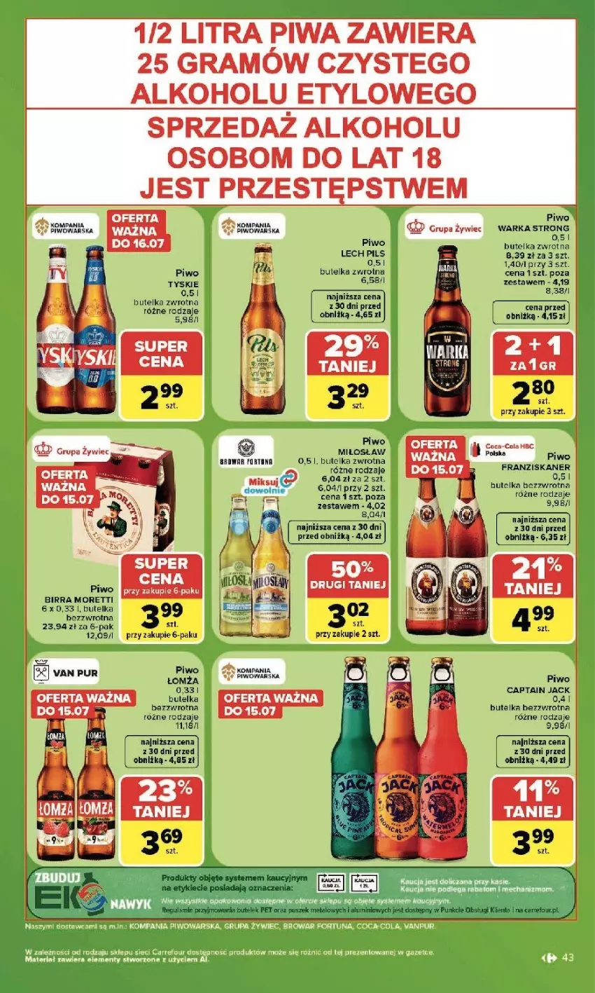 Gazetka promocyjna Carrefour - Gazetka Carrefour, Market w SUMIE najlepszy, od poniedziałku - ważna 13.07 do 18.07.2026 - strona 45 - produkty: Captain Jack, Gra, Piwa, Piwo, Pur, Tyskie